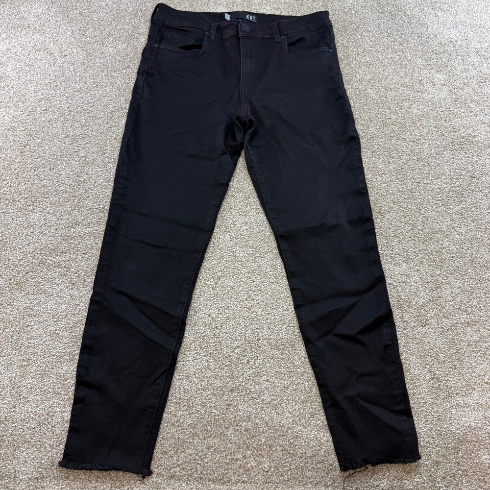KUT from the Kloth Womens 8 Black Slim Raw Hem Stretch Jeans Denim Pants Edgy